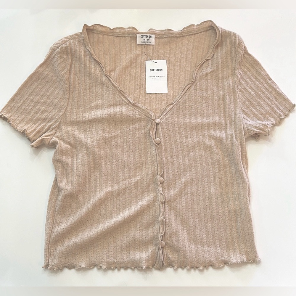 Cotton On Women's Tan Ribbed Crop Top